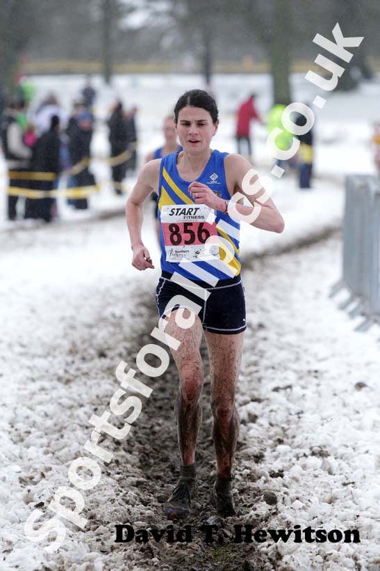 Susan Partridge (Leeds) finishing 3rd in the senior womens Northern Cross Country Championships.